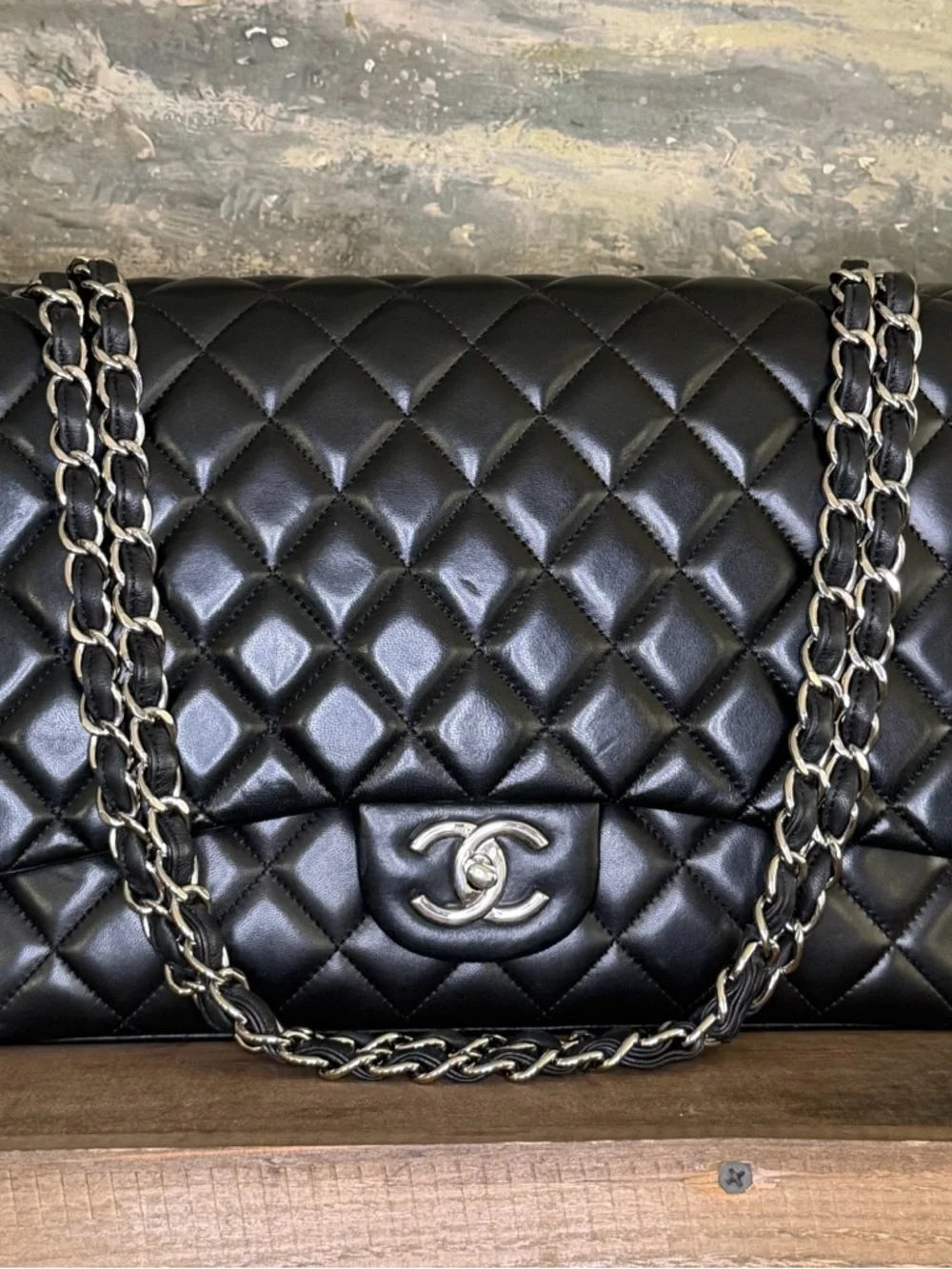 CHANEL MAXI Shoulder Bag with SILVER HARDWARE - Picture 1 of 14